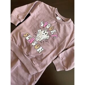 Spooky Season Baby Girl 12-18 M 2-Piece Purple Light Weight Sweat Suit New